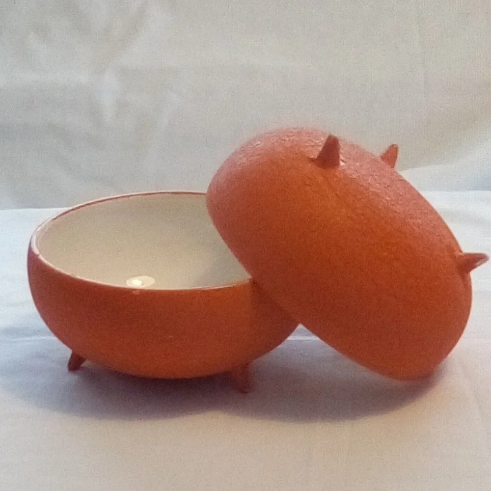 Red Orange Soup Tureen Kettle with Lid, Two Bowls,Serving Set